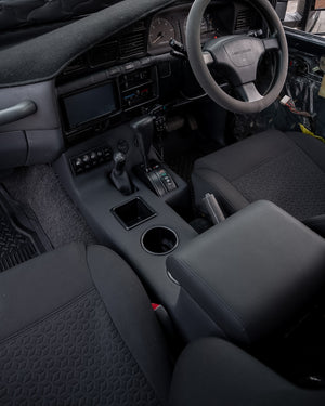 installed aftermarket auto centre console in Toyota 80 series automatic 