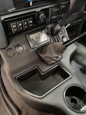 Full length car consoles floor console with Scangauge 3, 12v outlets and arm rest