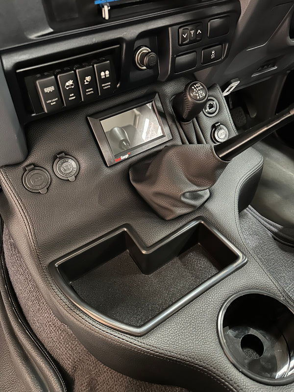 Full length car consoles floor console with Scangauge 3, 12v outlets and arm rest