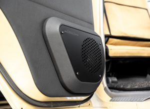 70 series upgrade speaker pod and door card in black vinyl for 76 and 79 landcruiser
