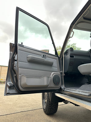Grey Department of the interior front speaker door pods with ABS pockets for Toyota LandCruiser 