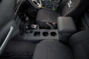 close up of 80 series interior with department of the interior aftermarket full length centre console 