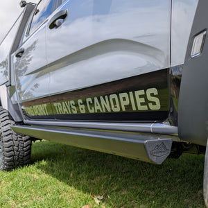 Trig Point rock slider side steps installed on ford ranger super duty front view
