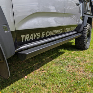 installed side step rock slider fitted to ford ranger super duty in black 