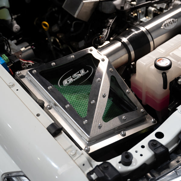 Brushed Stainless GSL Fab airbox on white 79 series dual cab